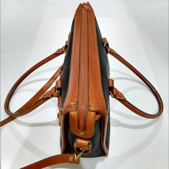 Vintage 80s Dooney & Bourke USA Brown Black Pebbled Leather Shoulder Satchel Bag - Picture 5 of 15